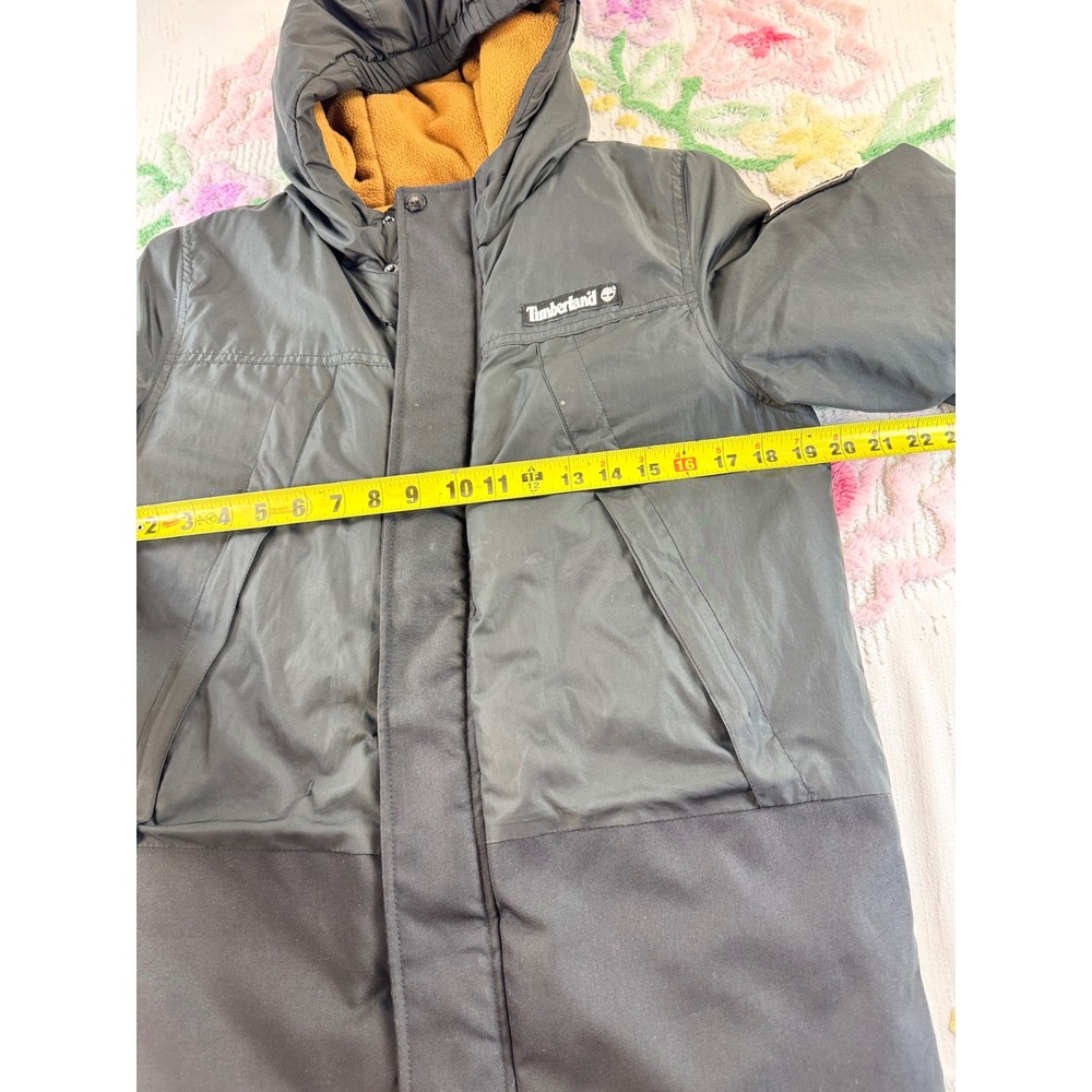 Timberland Kids Black Hooded Parka Fleece Lined Jacket Size M 10/12 - Picture 11 of 12
